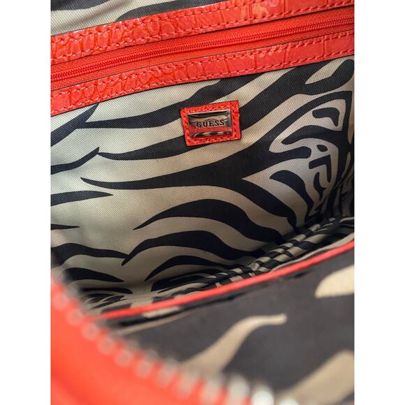 Guess Faux Croc Embossed Y2K Vintage Rhinestone Big G Faux Leather Shoulder Bag - Picture 8 of 8